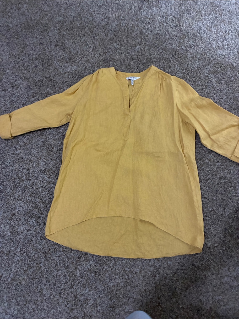 Ellen Tracy Soft Yellow Linen Tunic